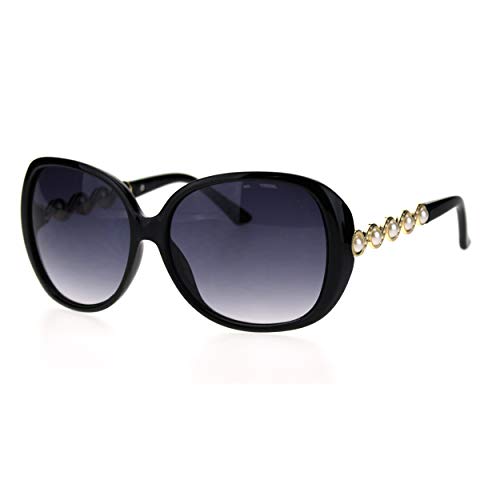Womens Pearl Jewel Arm Thick Plastic Butterfly Diva Sunglasses