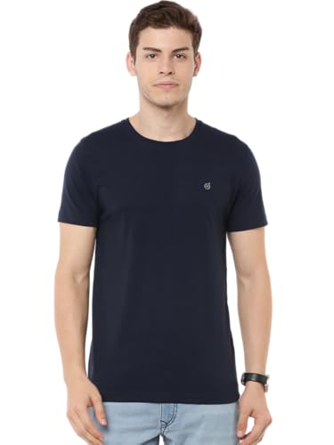 Macroman M-Series Smartz Basics Half Sleeve Crew Neck T-Shirt for Men, Cotton Blend, Navy, Pack of 1