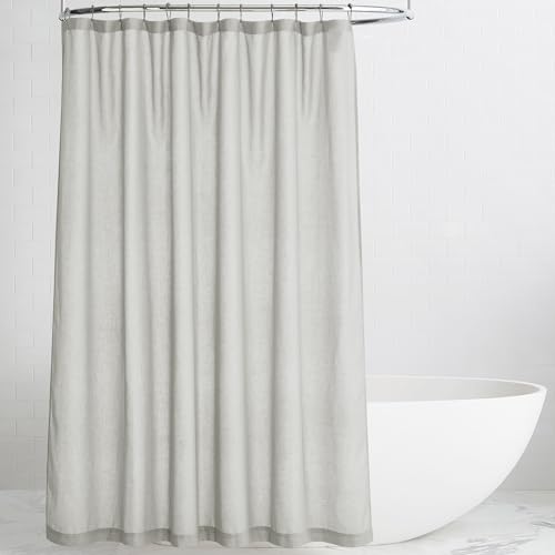KGORGE Semi Sheer Shower Curtain for Bathroom - Linen Blend Fabric Lightweight Waterproof Privacy Assured Button Hole Shower Curtains for Bathtub, Grey, 72 x 84 inches Long, Hooks Included by KGORGE - Used condition - US$26.36