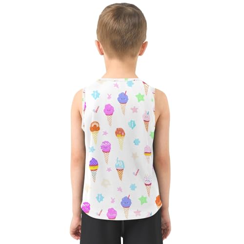J JOYSAY Cartoon Icecream Stars White Boys Tank Top Sleeveless Muscle Shirts Quick Dry Kids T-Shirts 3-15T3