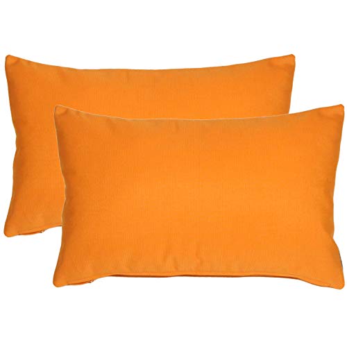 PILLOW DÉCOR Sunbrella Outdoor Pillow, Tangerine Orange, 12