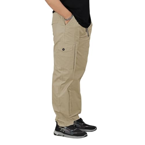 Image of Unisex 100% Cotton Cargo Pants for Men & Women | Multi Pocket Utility Combat Trousers | Regular Fit | Breathable Durable Fabric | Casual Travel Outdoor Wear | Color Dark Grey | Size (30-40)