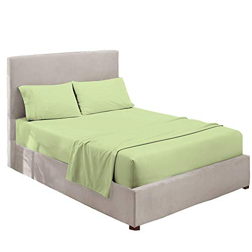 BSC Collection Sheet Set - Waterbed Sheets Queen Size 800 Thread Count 100% Cotton 4 Piece 21 Inches Deep Pocket Attached Waterbed Sheet Set (Sage Solid, Queen) Bed Sheet Set