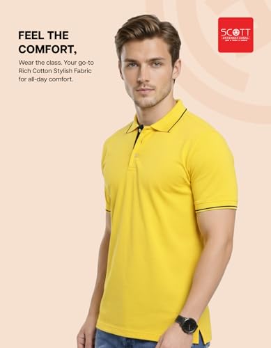 Image of Scott International Cotton Polo T Shirt | Collar Tshirts | Half Sleeves Plain T Shirt | T-Shirt |Tshirt for Men Stylish | Men's Tshirt