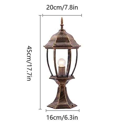 CHUNGYANG Vintage Exterieur E27 Basis Post Lantaarn, Dusk To Dawn Outdoor Post Lights, Lantaarnpaal Lichtpunt Met Pier Mount Base, Waterdicht IP55, Water Ripple Glass, Outdoor Post Lantaarn Voor Patio - Afbeelding 5
