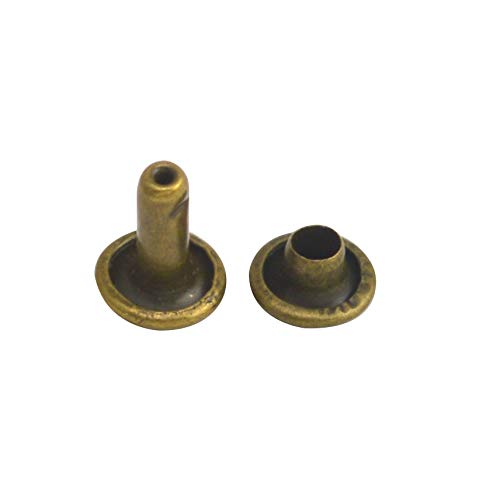 Wuuycoky Lot de 200 rivets en cuir avec double capuchon en bronze 9 mm et tige 10 mm Cover