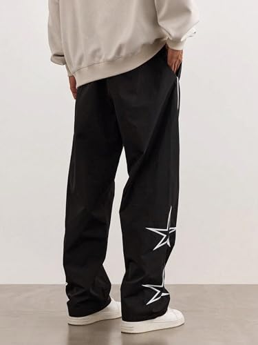 Men's Baggy Sweatpants Y2k Track Pants Wide Leg Dance Pants Star Embroidery with Pocket Streetwear2