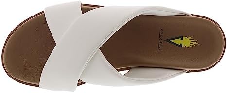 VOLATILE Women's Aushan Criss Cross Sandal, White, 9M | Image 1