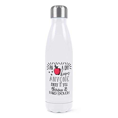 Un Apple un Día Mantiene Anyone Lejos Doble Pared Agua Botella Aislado Acero Inoxidable Sports Bebidas 500ml Blanco