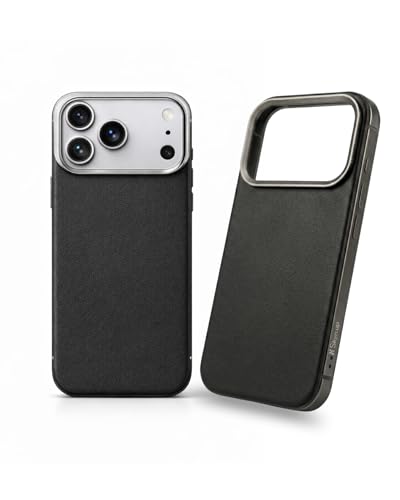 Image of SkynUp Linea Premium Leather Back Cover Case for iPhone 17 Pro | MagSafe Compatible | Black