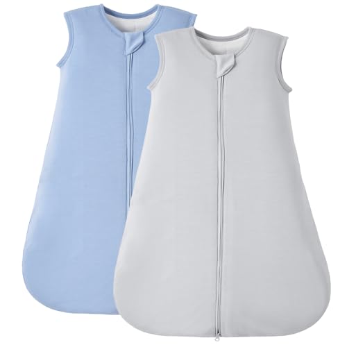 Image of Duomiaomiao 2 Pack Buttery Soft Rayon Made from Bamboo Baby Sleep Sack 6-18 Months 1.0 TOG, Premium Baby Sleeping Bag 2-Way Zipper for Babies