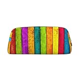 NBHDZENGW Federmäppchen aus farbigem Holz, niedliches Leder-Federmäppchen mit glattem Reißverschluss, stilvolle, langlebige Tasche für Schule, Büro, Reisen, leicht, Volldruck-Schreibwarenhalter, gold