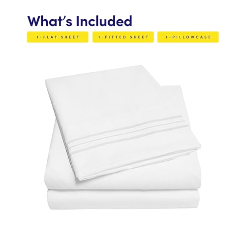 Image of 1500 Supreme Collection Twin XL Sheet Sets White - 3 Piece Bed Sheets and Pillowcase Set for Twin XL Mattress - Extra Soft, Elastic Corner Straps, Deep Pocket Sheets, Twin XL White