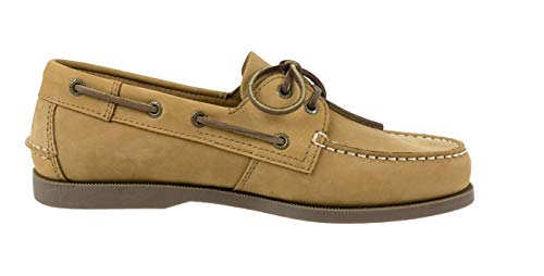 Rugged Shark Classic Boat Shoes For Men, Genuine Leather Fishing Boat Shoes With Odor Control, Tan, Men's Size 10.5 #TOP3