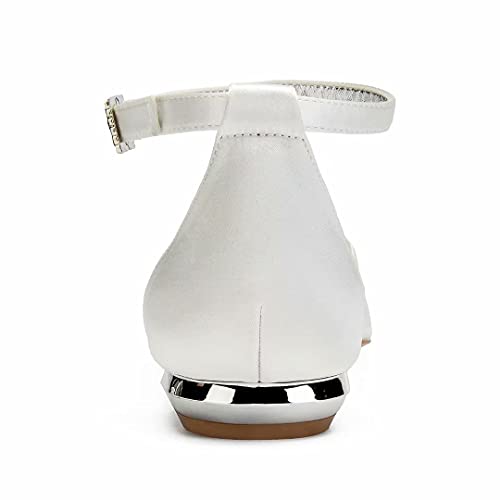 Satin Rhinestones Wedding Flats Shoes for Bride Pointed Toe Prom Evening Bridal Party Dress Flats Women 5047-634