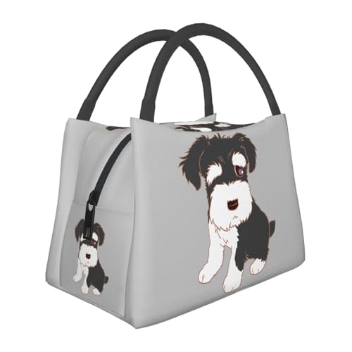 ランチバッグ 犬柄 シュナウザー 保冷 保温 弁当バッグ 大容量 おしゃれ 軽量 トートバッグ ソフトクーラー 通勤 通学 旅行 ピクニック 買い物バッグ 男女兼用