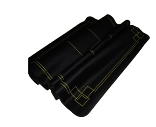 OUTLETISSIMO® Pokermatte 180 x 90 cm Schwarz und Gold mit tragbarer Tasche Casino Tuch Tischabdeckung Texas Hold’em Rutschfest Wasserabweisend Stoßdämpfer Lärm