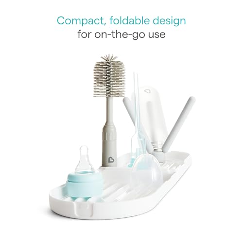 Munchkin® Travel Baby Bottle Drying Rack with Silicone Bottle Brush - Compact and Foldable, Fits Easily in Diaper Bags for On-the-Go Use - image 2