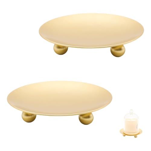 Opiniones de Candeleros los mejores 5. 42 ZSKEUR Base para Velas, Porta Velas Dorado, Juego de 2, Decoración de Mesa, Bodas, Cenas, Navidad, Meditación, Aromaterapia, 9 cm de Diámetro, 1.5 cm de Altura, Hierro