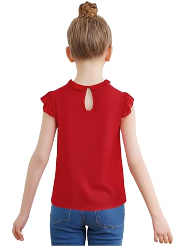 Kids Girls Summer Ruffle Sleeve Shirt Frill Crewneck Tee Tops Casual Cute Blouse2
