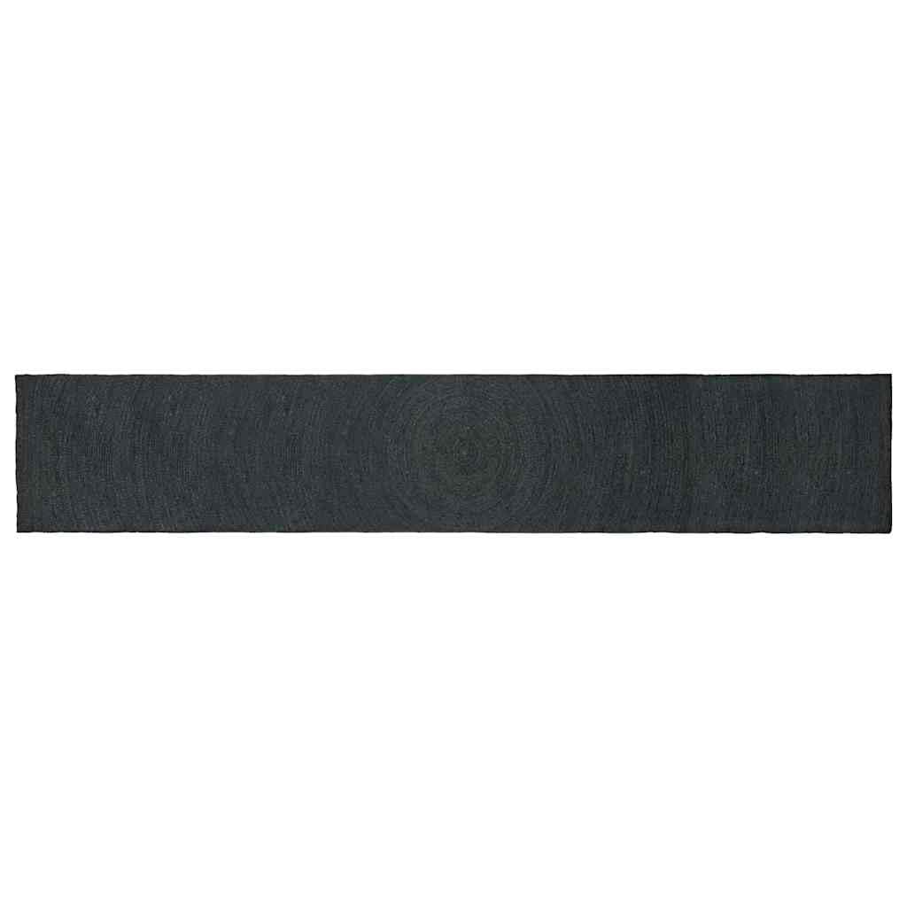 Tapis gris foncé avec texture agréable en jute pour salon et entrée