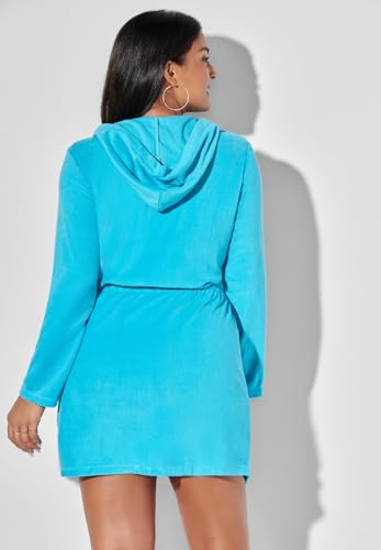 Swimsuits For All Women's French Terry Tie Waist Hoodie Cover Up (Plus2