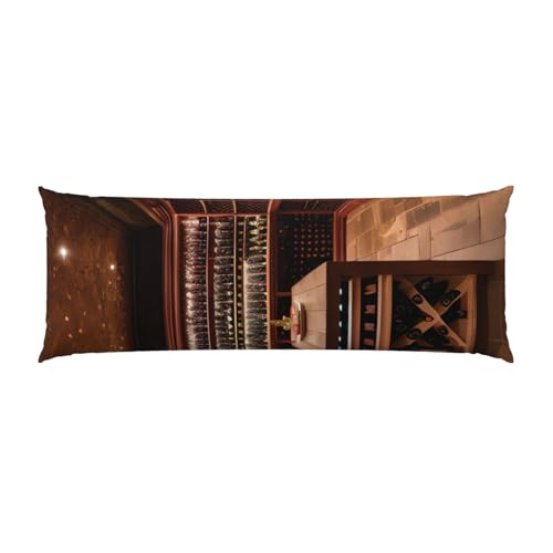Housse de coussin de corps imprimée cave à vin en microfibre douce pour lit