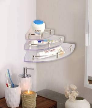 SSSE Unbreakable Polypropylene Wall-Mounted Acrylic Corner Shelves/Bathroom Cabinets / Wall Shelf - (Set of 3 Pcs, 9x6x4 inches) (B07WNXCGWT) Amazon Price History, Amazon Price Tracker