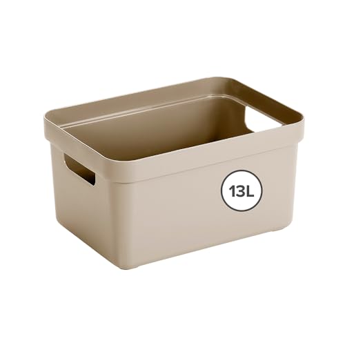 Sunware Sigma Home Boite de Rangement 13L - 35x24,6x18,3cm - Plastique - Panier rangement beige