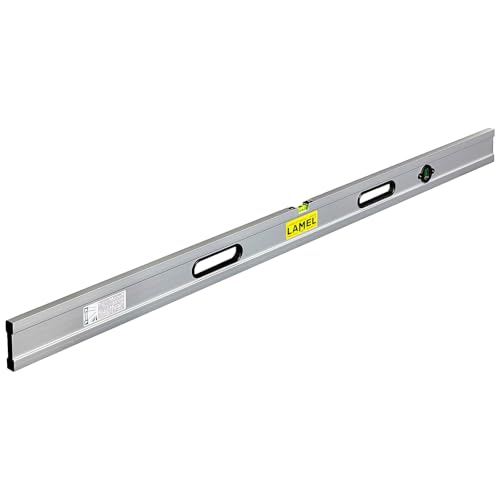 LAMEL Richtlatte 250 cm mit Libellen und Griffen eloxiertem Aluminium verstärktes Profil zum Verlegen von Böden.