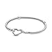 PANDORA Moments Heart Clasp Snake Chain Bracelet - Charm Bracelet for Women - Compatible Moments Charms - Sterling Silver - 6.7