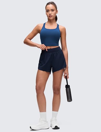 Image of CRZ YOGA Butterluxe Racerback Crop Tank Tops | Light Support, Removable Pads, Yoga, Extremely Soft, Scoop Neck, Longline Sports Bras for Women