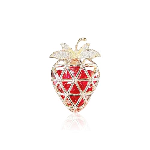 Image of Cute Lemon Brooch Pin for Women Rhinestone Fruit Little Brooch Sparkling Crystal Strawberry Cherry Enamel Pin Christmas Birthday Art Deco Jewelry Gifts