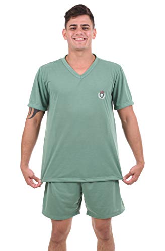 Kit Com 3 Pijamas Curtos Masculino Ayron 082 Liso - Cores Sortidas (G)