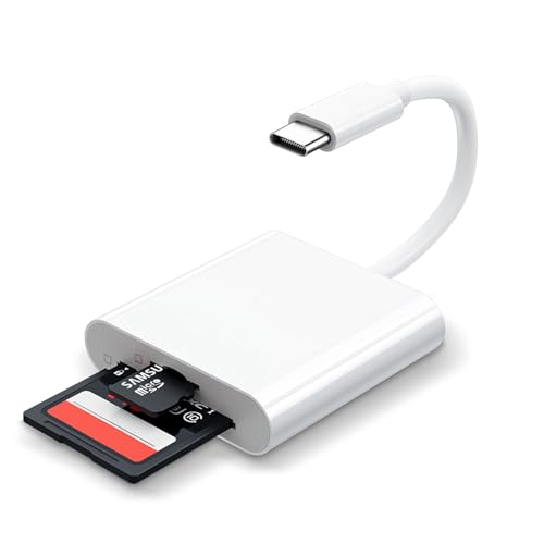 SD Card Reader, SD Card Adapter with SD MicroSD USBC Memory Card Reader for iPhone 15 16, iPad, Mac, MacBook Pro/Air, Android and More USB-C/Type C Devices (USB C 2 IN 1)
