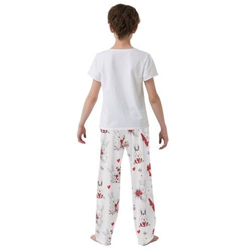 Boys' Pants Christmas Rabbit Carrot Red Valentines Long Bottoms Jogger Pants Elastic Waist Trousers with Pockets S-XL3