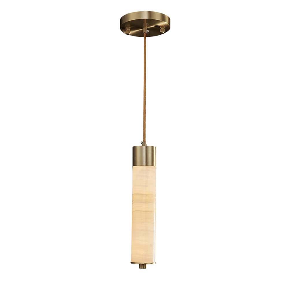 Lámpara colgante LED 8W con jade natural y latón para dormitorio