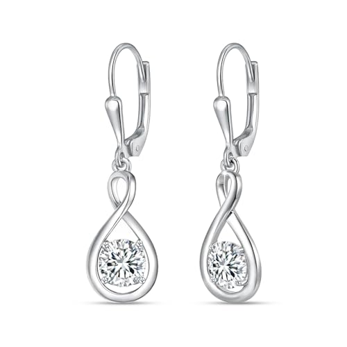 Boucles d'oreilles pendantes argent 925 infini oxyde de zirconium brillant