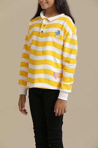 Image of Girls Cotton Tops Collection - Round Neck, Crop Top, Full & Half Sleeve, Drop Shoulder, Ruffle Sleeve, Graphic Printed, Embroidered & Slub Knit Styles, Soft Breathable Fabric for Kids Casual Wear