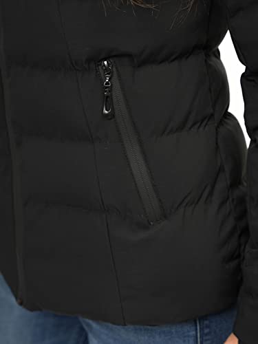 OZONEE Damen Winterjacke Jacke Winter Farbvarianten Warm Bomberjacke Steppjacke Wintermantel Kunstfell Daunenjacke Leichte Outdoor Puffer Jacket Gepolstert JS/M769/392 SCHWARZ L