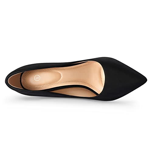 mysoft Women's High Heels Pumps Closed Pointed Toe Stiletto 4IN Heels Dress Wedding Shoes Black Suede - Image 3