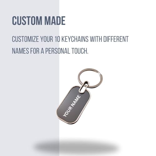 Image of Personalized Key Chain With Name Engraved Round Metal Silver Keychain, Ideal For Gifitng On Any Occasoin Pack Of 10