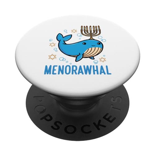 Festival Of Lights Chanukah Menorah Hanukkah Menorawhal PopSockets Swappable PopGrip, Black