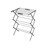 Swan SWLC1002BLKN Stealth Ultra-Compact 3 Tier Concertina Airer with 10m of Drying space, Multiple Heights, Foldable Design, 15kg Weight Capacity, Black