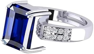 PRAGATI ENTERPRISES HUB 5.50 Carat Natural Blue Sapphire (Neelam) Ring – Certified Genuine Oval Gemstone Adjustable 925 Sterling Silver Ring, September Birthstone Astrological Jewelry for Men & Women