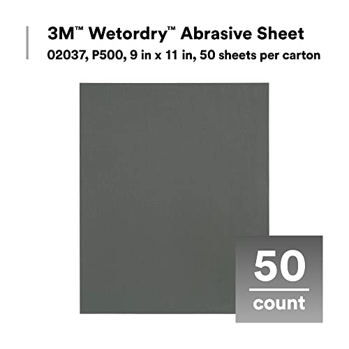 3M Wetordry Abrasive Sheet 213Q, 02036, 600+ Grit, 9 In X 11 In, Pack Of 50 Sandpaper Sheets For Auto Sanding, Metal Sanding, Finishing, Paint Prep #TOP2