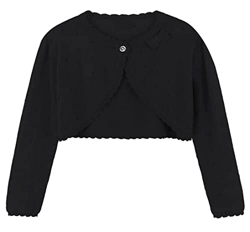 Baby Girls Cardigan Sweater Bolero Shrugs Toddler Kids Knitted Long Sleeve Button Closure Cropped Dress Up Jacket Tops