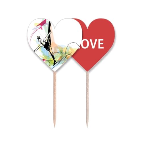 Cure-dents drapeau Love Heart idée décoration de table cadeau patinage artistique