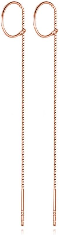 Solid 925 Sterling Silver Chain Dangle Earrings Tassel for Women Teen Girls Long Dangle Earrings Minimalist Threader Earrings