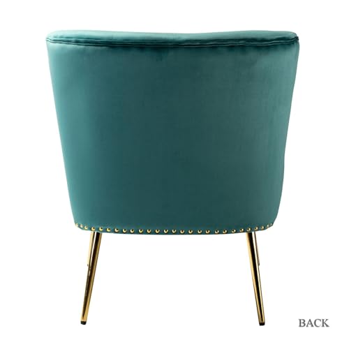 Image of Lakdi The Furniture Co Modern Velvet Lounge Chair for Home & Living Room with Solid Wood Frame & Golden Metal Legs | Upholstered Accent Chair | 5 Years Warranty | Free Assembly